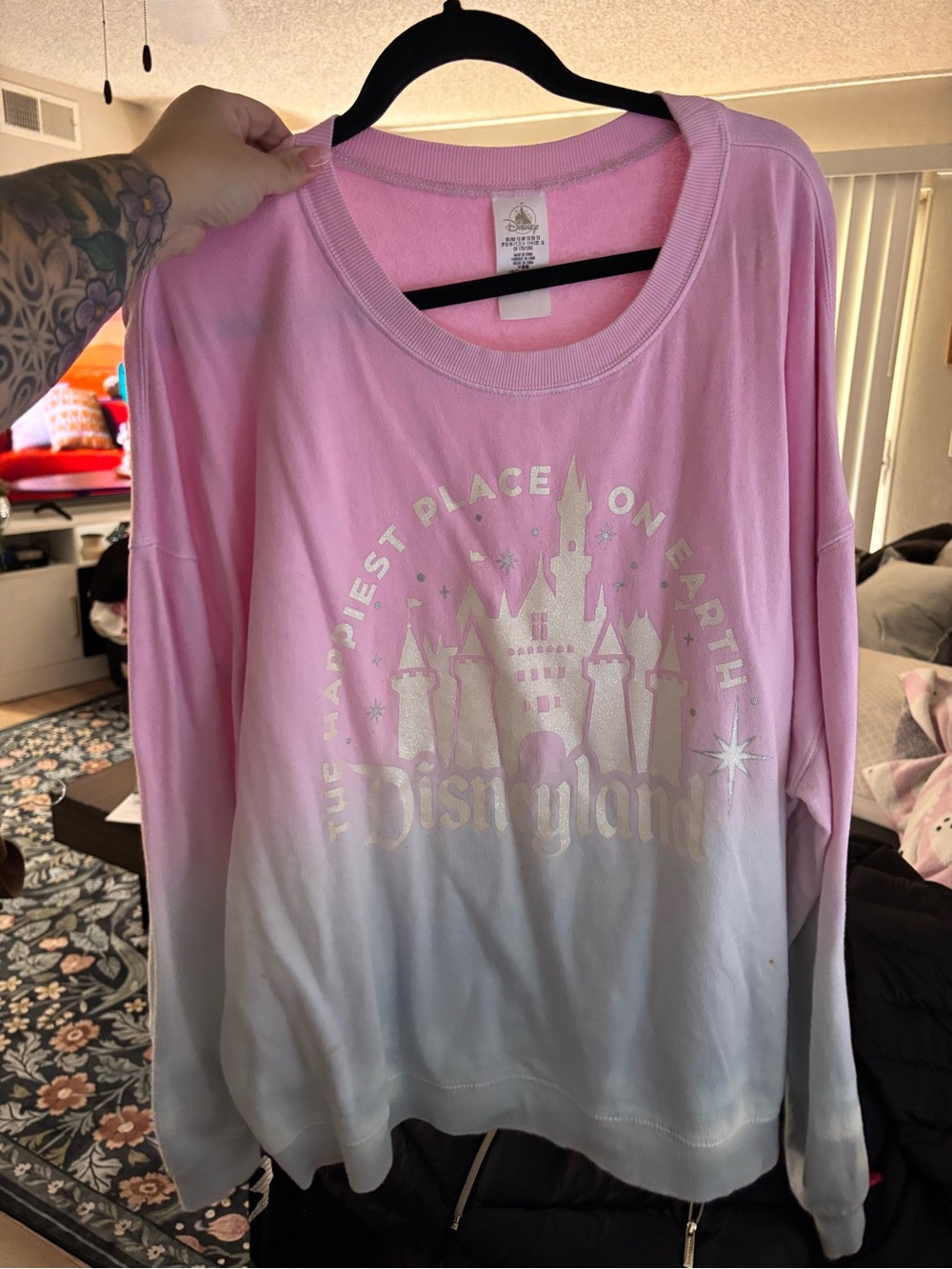 Disney Pink to White Ombre Castle Sweatshirt